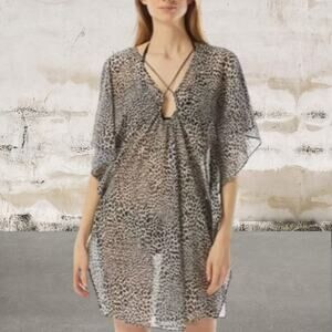 MICHAEL KORS NWT Chain Caftan Coverup Animal Print Size M/L